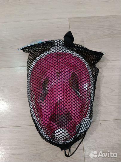 Взрослая маска для снорклинга розовая размер L/XL