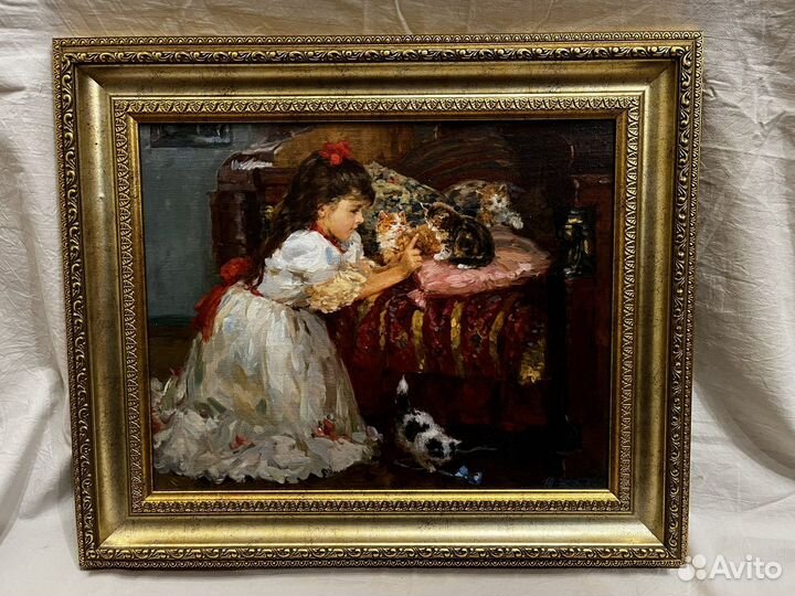 Картина «Девочка с котятами»