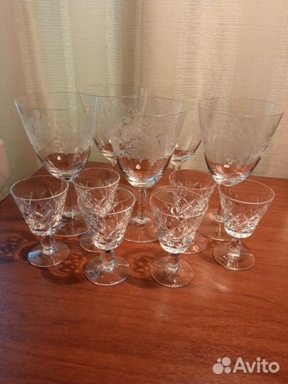 Бокалы под шампанское, мартини, ликеры, хрустальны