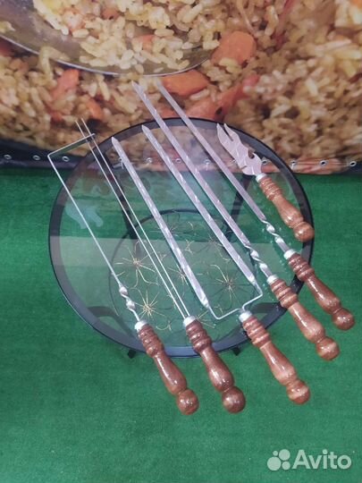 Шампура нержавейка 3 мм с деревянной ручкой