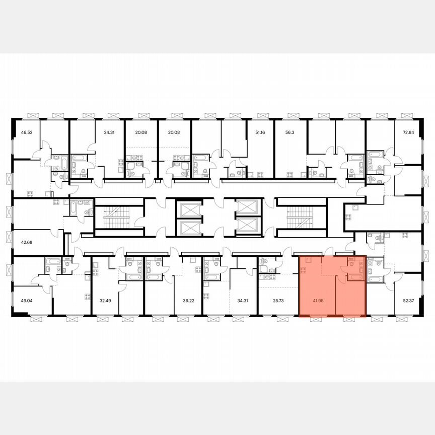 1-к. квартира, 42 м², 32/33 эт.