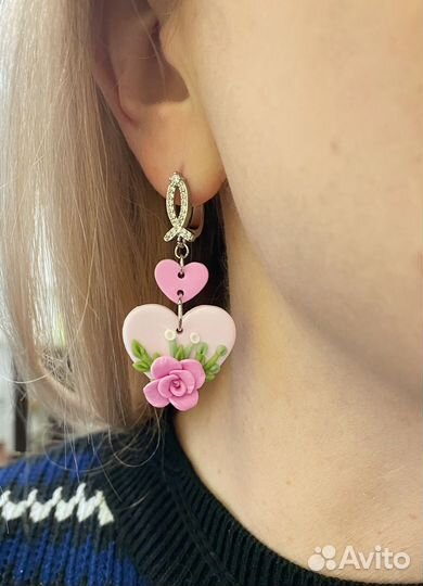 Серьги сердечки