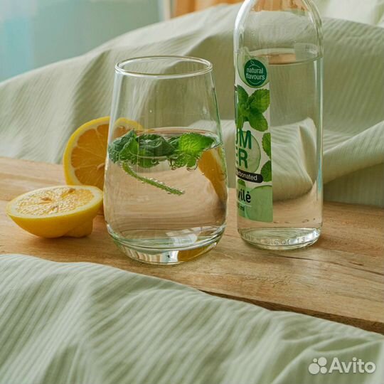 Постельное белье. Страйп сатин Green (зелёный)