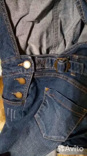 Джинсовый комбинезон для беременных, 2шт