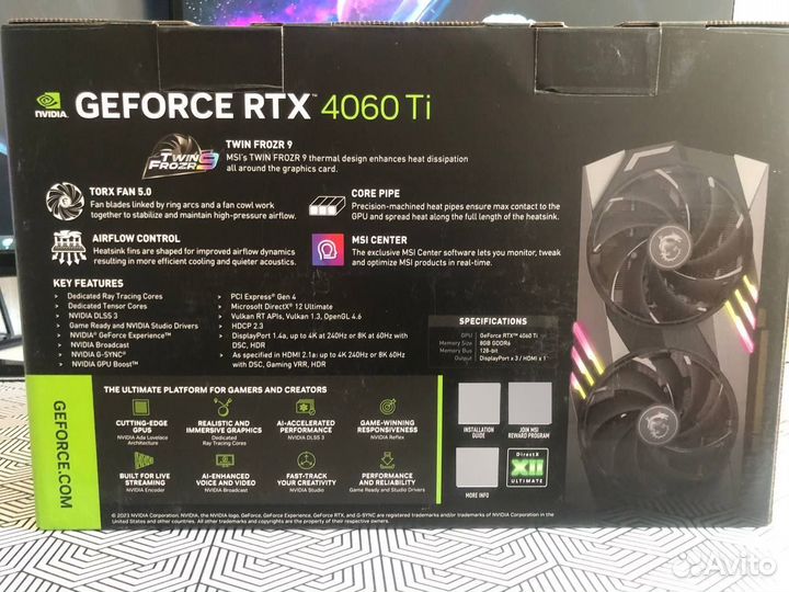 MSI RTX 4060 TI gaming X 8G