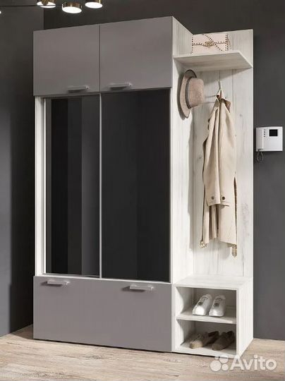 Прихожая Стелла графит / дуб крафт белый