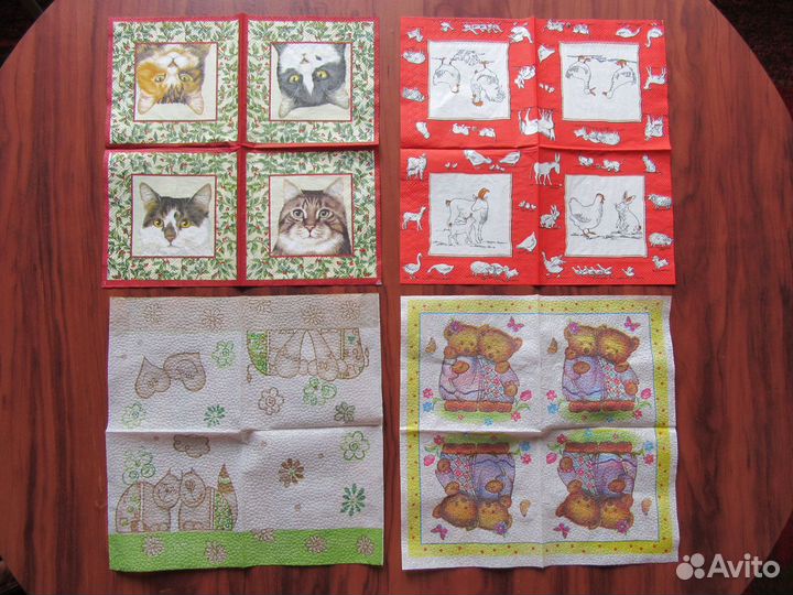 Салфетки для декупажа с кошками, набор и поштучно