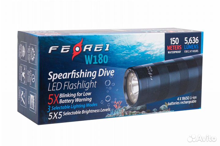 Фонарь ferei W180 WW, подводный