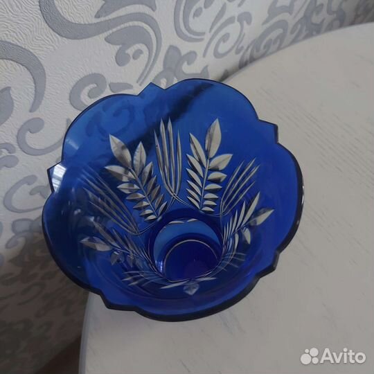Ваза кобальт колоски винтаж