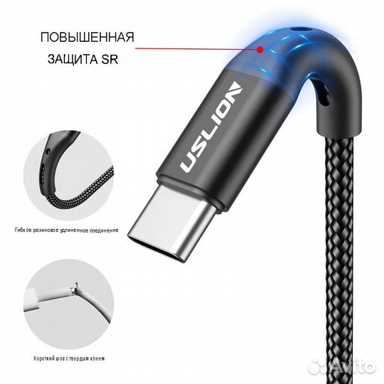 Кабель быстрой зарядки и передачи данных USB Type