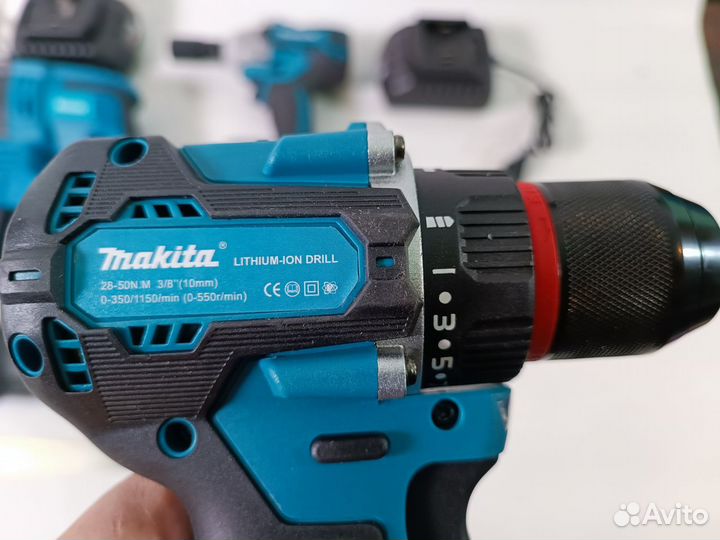 Набор электроинструмента Makita 4в1 (4 АКБ, 2 зу)