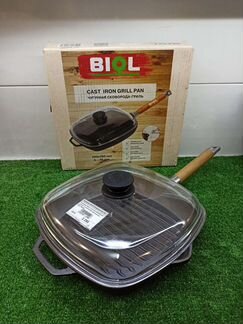 Сковорода-гриль чугунная 260х260х40 с ручкой