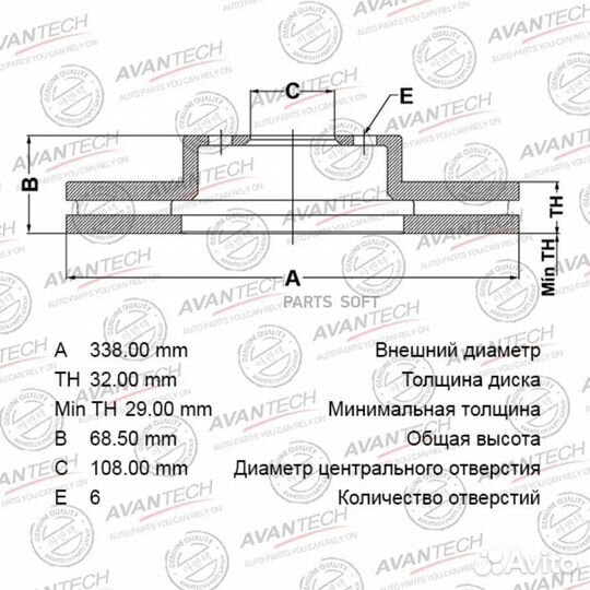 Avantech BR0260S Диск тормозной toyota/lexus 4runn