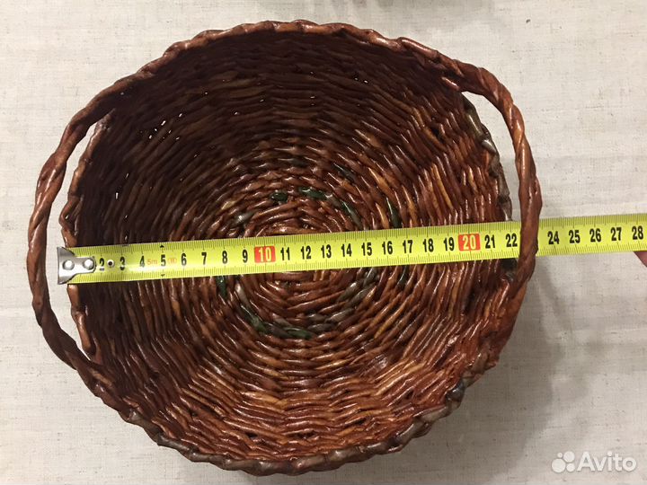 Корзина из бумажной лозы хэндмэйд