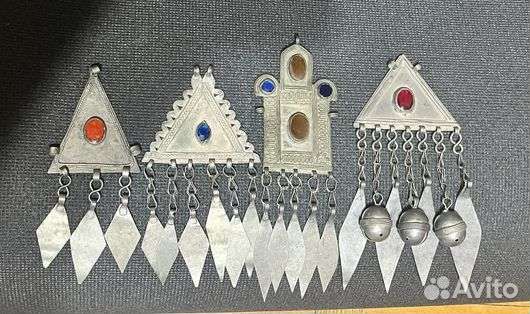 Туркменские винтажные подвески нашивки черепашки