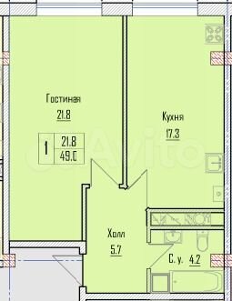 1-к. квартира, 49 м², 9/11 эт.