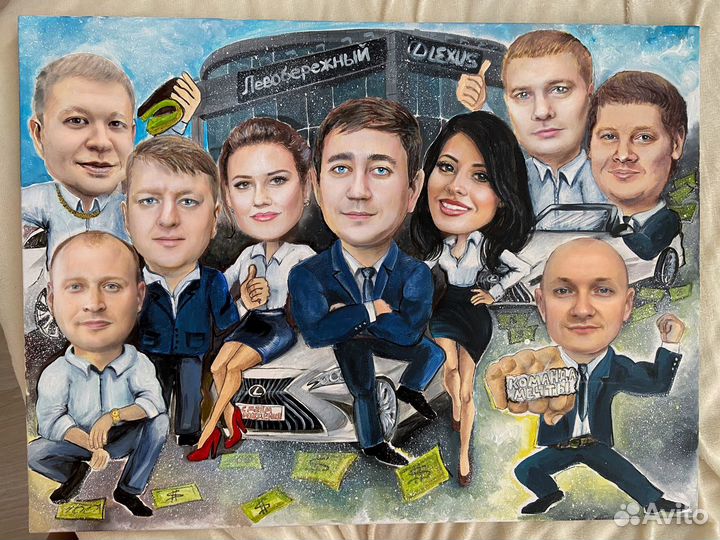 Портреты, шаржи акрилом на холсте