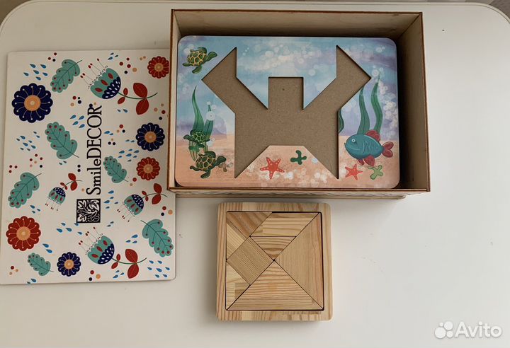Деревянный пазл танграм в коробке Smile decor