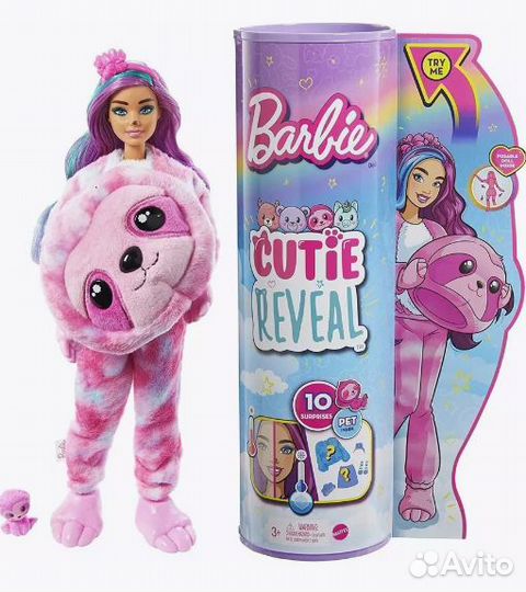 Кукла Барби Cutie Reveal в костюме ленивца HJL59
