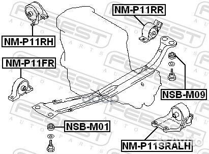 NM-P11sralh подушка АКПП левая Nissan Primera