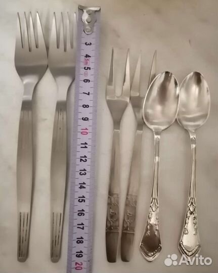 Вилки титан, ложки серебро
