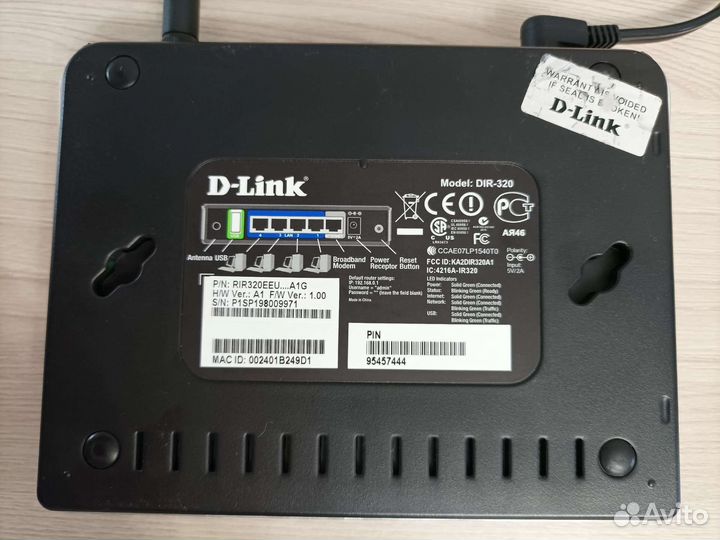 Wi-Fi роутер D-Link Dir-320 на запчасти, нерабочий