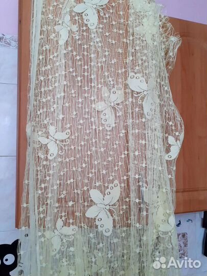 Шторы тюль с бабочками лимонного цвета