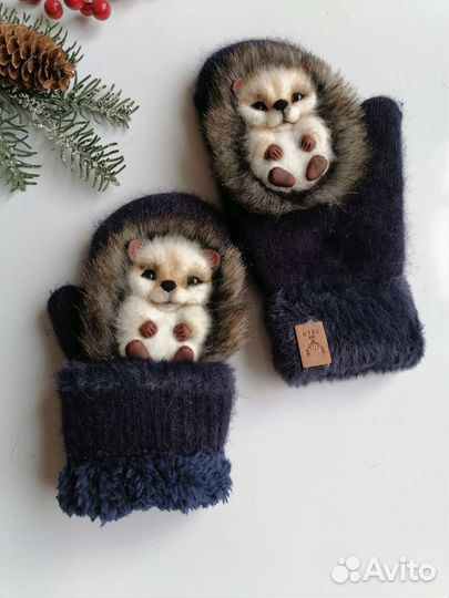 Варежки с ежиками. Звероварежки 