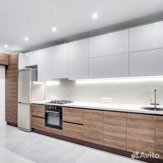 Прямая кухня с мдф фасадами