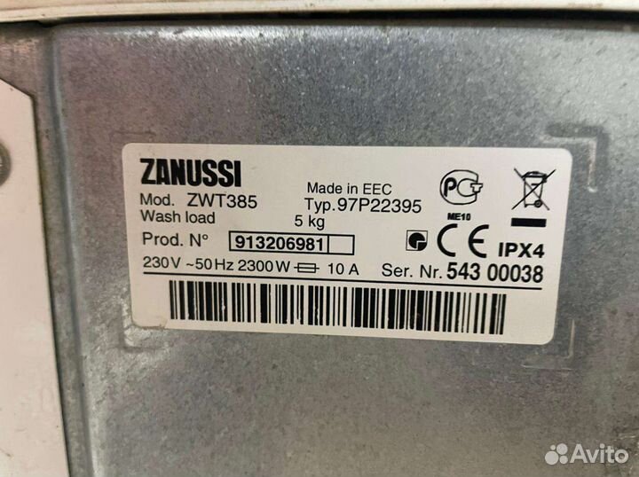 Запчасти для стиральной машины zanussi ZWT385