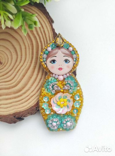 Брошь ручной Матрешка Врач Губы Шанель Серьги