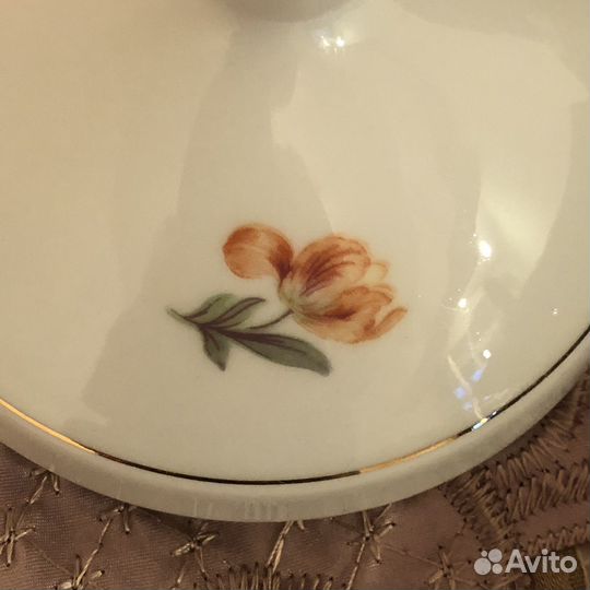 Крышка фарфор от мармеладницы мейсенский букет