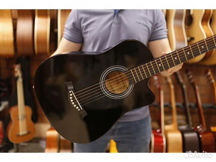 Fante FT-D38-BK с вырезом акустическая гитара