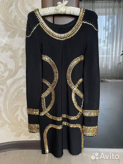 Вечернее платье черное с золотыми камнями 38 40 42
