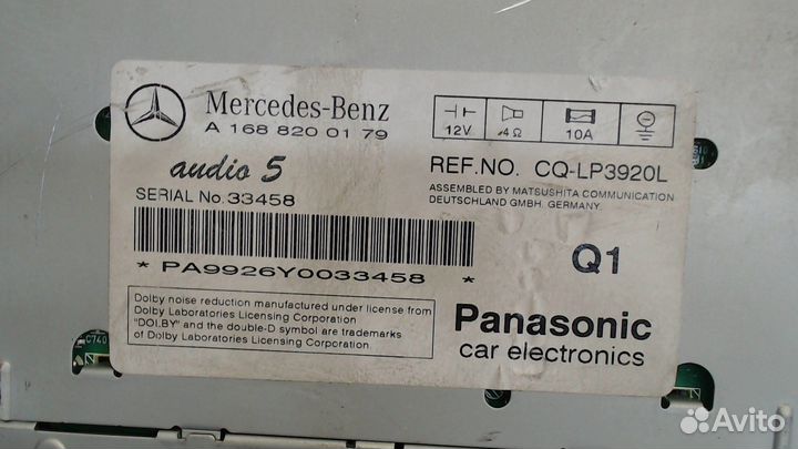 Магнитола Mercedes A W168, 2000