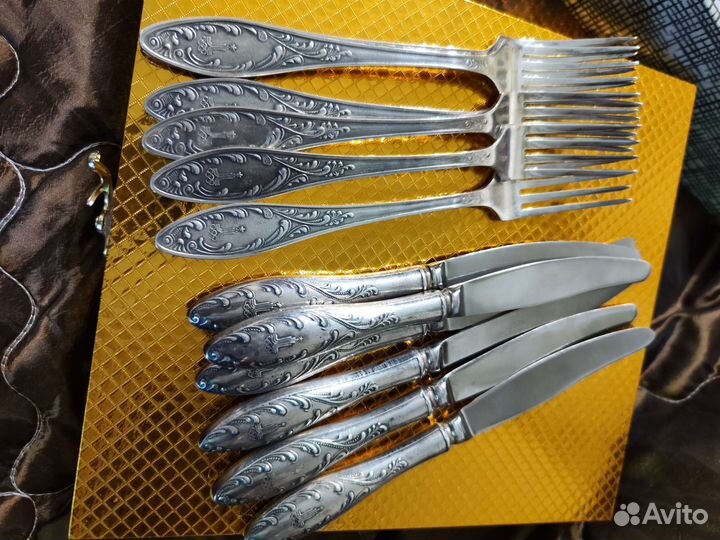 Набор столовые вилки и ножи мельхиор Олимпиада