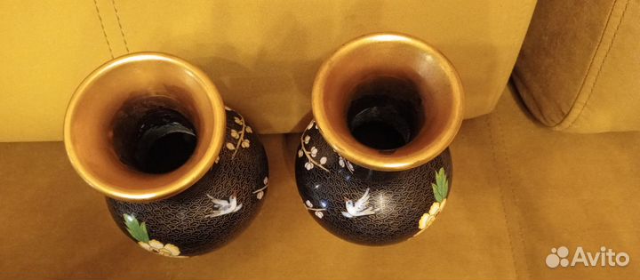 Ваза клуазоне Китай черные