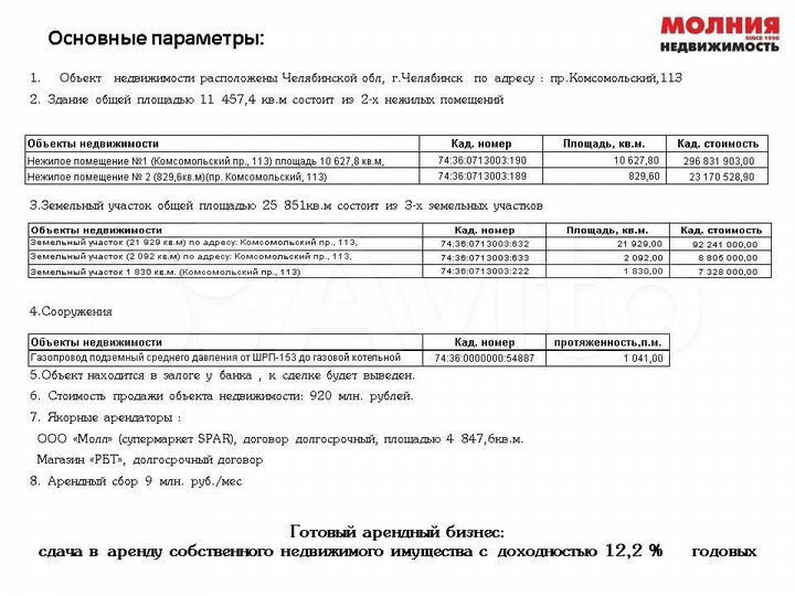 Готовый арендный бизнес с ТК spar