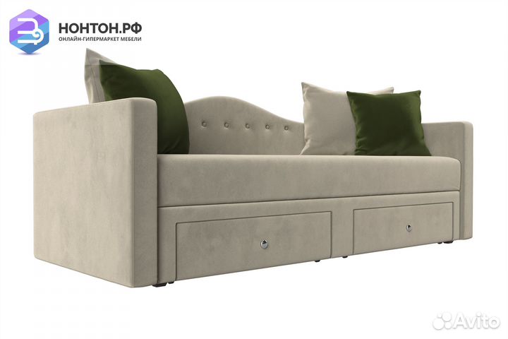 Детский прямой диван Дориан микровельвет бежевый