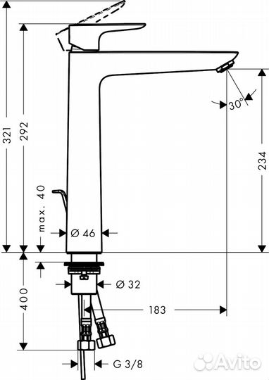 Смеситель для раковины hansgrohe 71716990 Золото