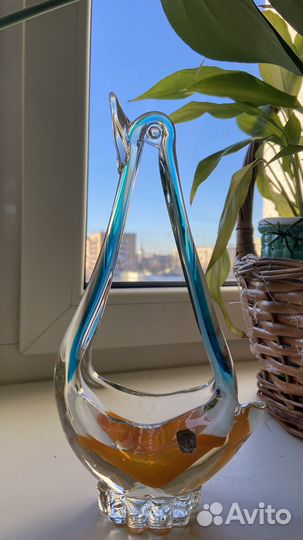 Чешская ваза времен СССР,гутное стек Й Господка