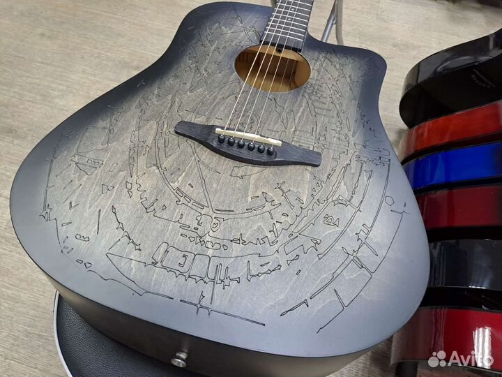 Гитара акустическая дредноут с рисунком