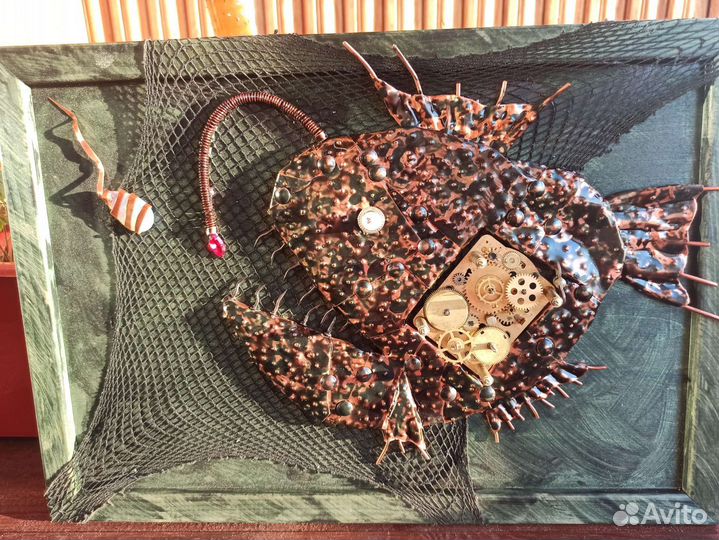 Панно коллаж Морской черт. Рыба Удильщик