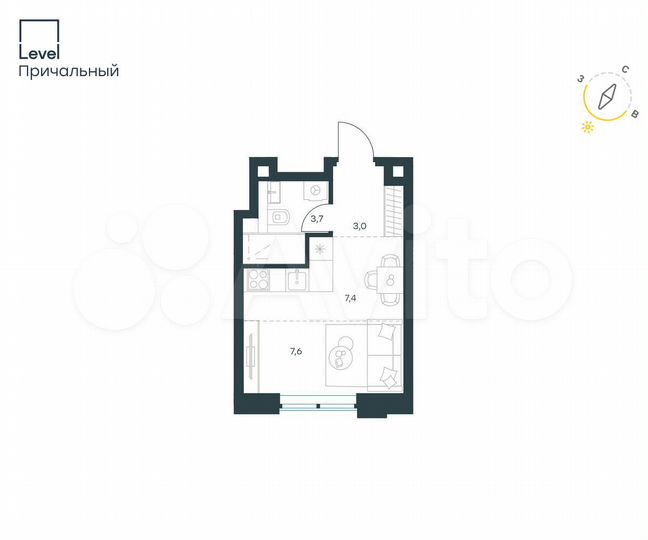 Квартира-студия, 21,7 м², 16/32 эт.