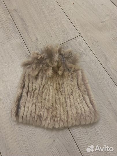 Шапка женская вязаная меховая