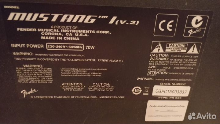 Комбоусилитель Fender Mustang I V.2 PR824 20 Вт
