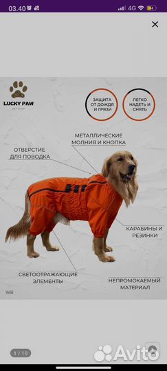 Комбинезон дождевик для собак Lucky Paw