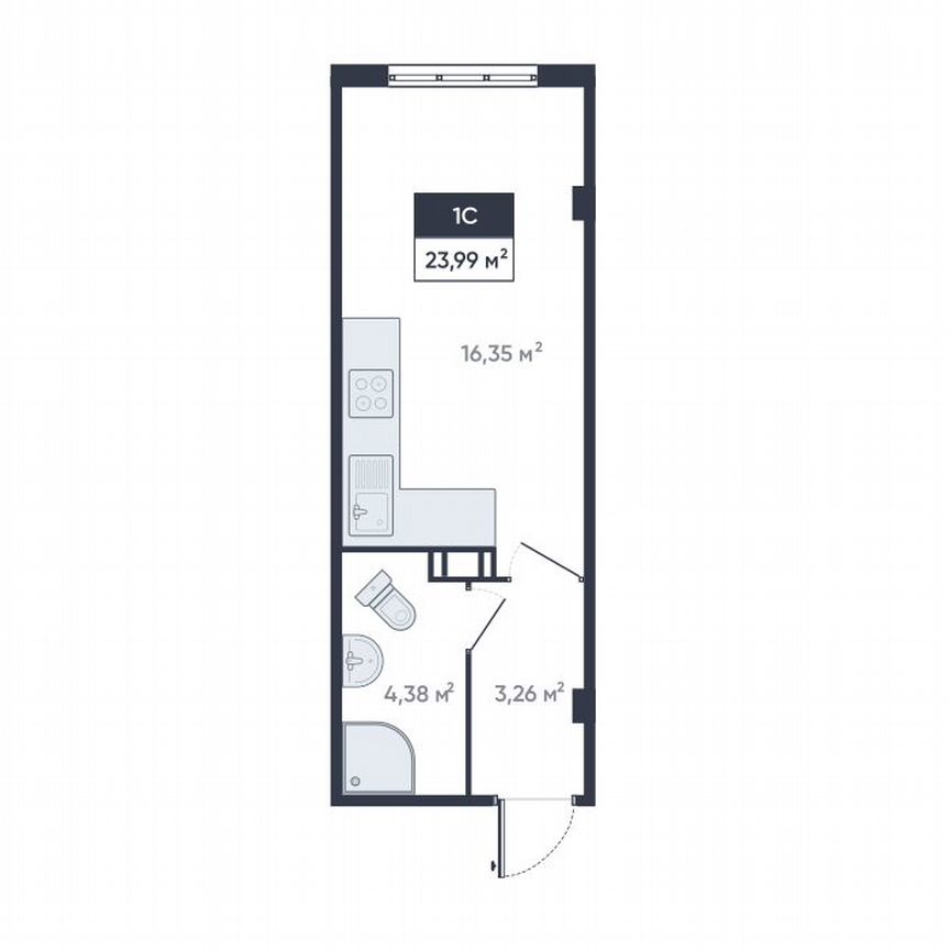 Квартира-студия, 23,7 м², 1/18 эт.