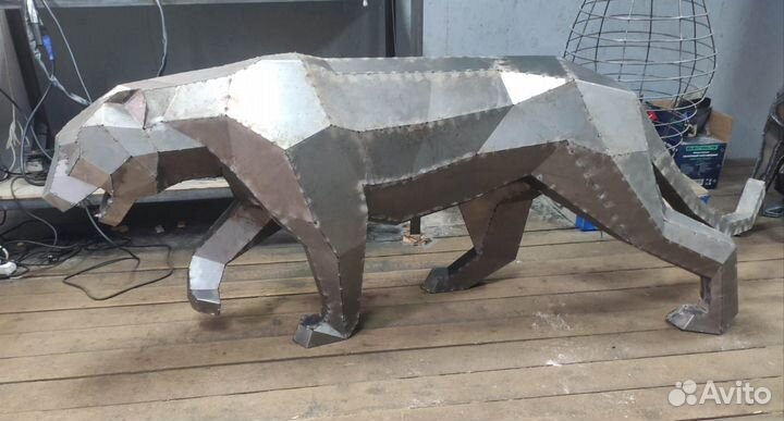 Пантера Полигональная фигура из металла