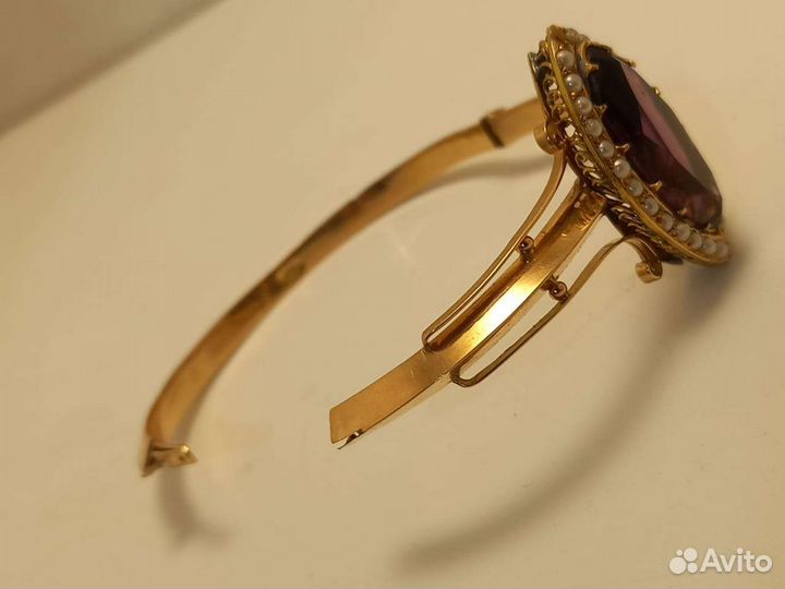 Золотой браслет с аметистом и жемчугом 56